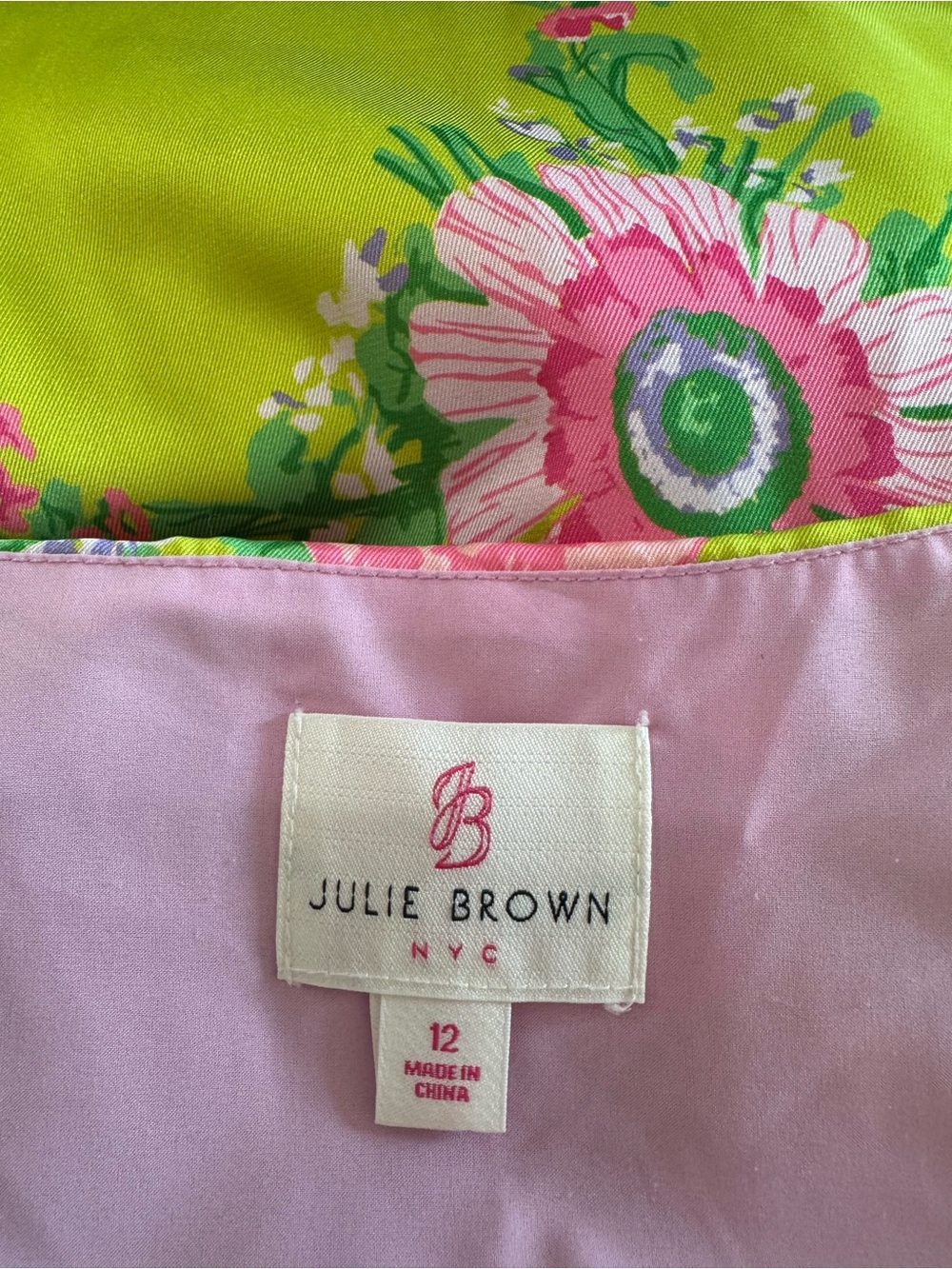 JB by Julie Brown Multicolor Floral Dress - Lime Green & Pink